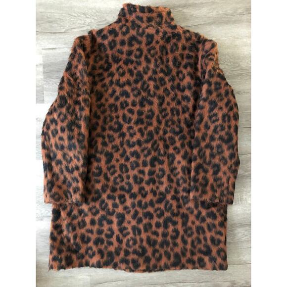 Marine Layer Stephanie Coat Cocoon Wool Blend Cheetah Fuzzy Teddy Jacket NWT M - Picture 6 of 10